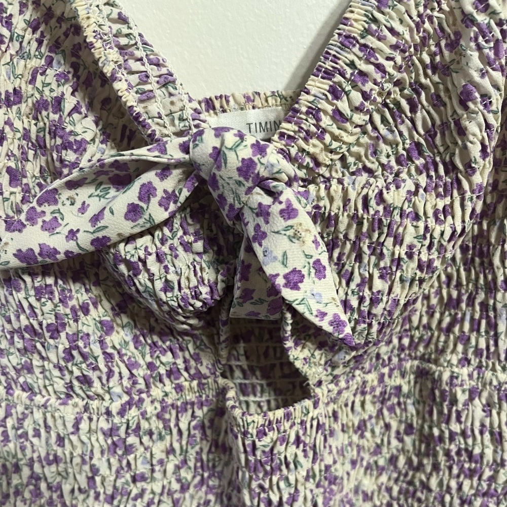 Timing Arielle Smock Floral Purple Mini Dress - Picture 5 of 8